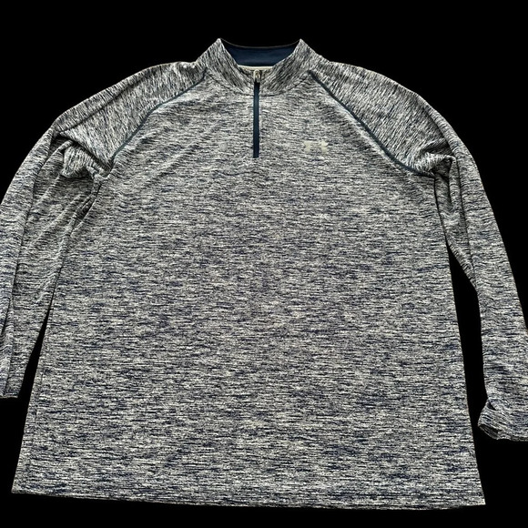 Under Armour Mens Large Loose Fit Quarter Zip Pullover Shirt Blue Heat Gear - Picture 1 of 4